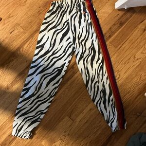 Aviator Nation Kids Zebra Stripe Sweatpants with Rainbow Side Stripe